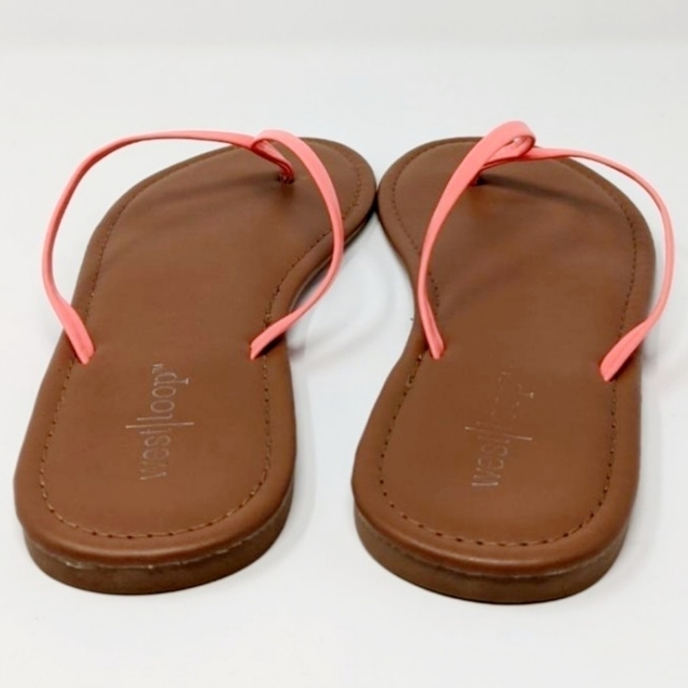 NWT West Loop Neon Coral Thin Sheild Sandals Flip Flops Size Medium (7-8) New - Picture 6 of 10